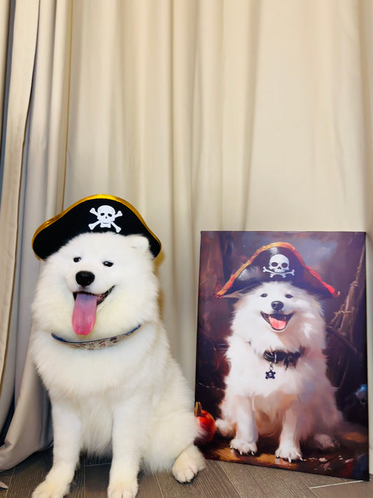 Custom Pet Canvas With Free Halloween Pirate Hate | Custom Pet Canvas| Halloween Pet Gift | Halloween Pet Costume | Halloween Pirate Hat